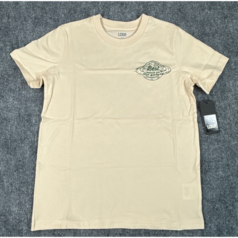 LCKR‎ Boys Youth S 8/10 Beige GSB Fast Food Pizza Delivery Graphic T Shirt NWT